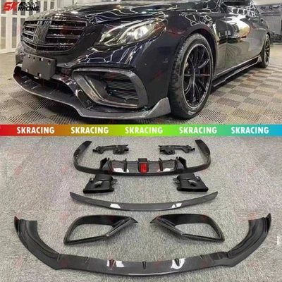 Kits de carrocería de alerón labial delantero trasero de fibra de carbono para Mercedes Benz E63 AMG W213 2018-20 Foto 1 de 4
