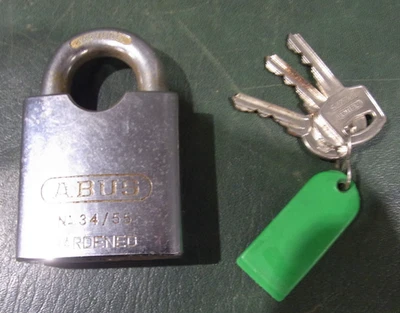 Vintage Abus Germany No 34/55 Security Padlock Hardened Steel With 3 Keys - Image 1 of 3
