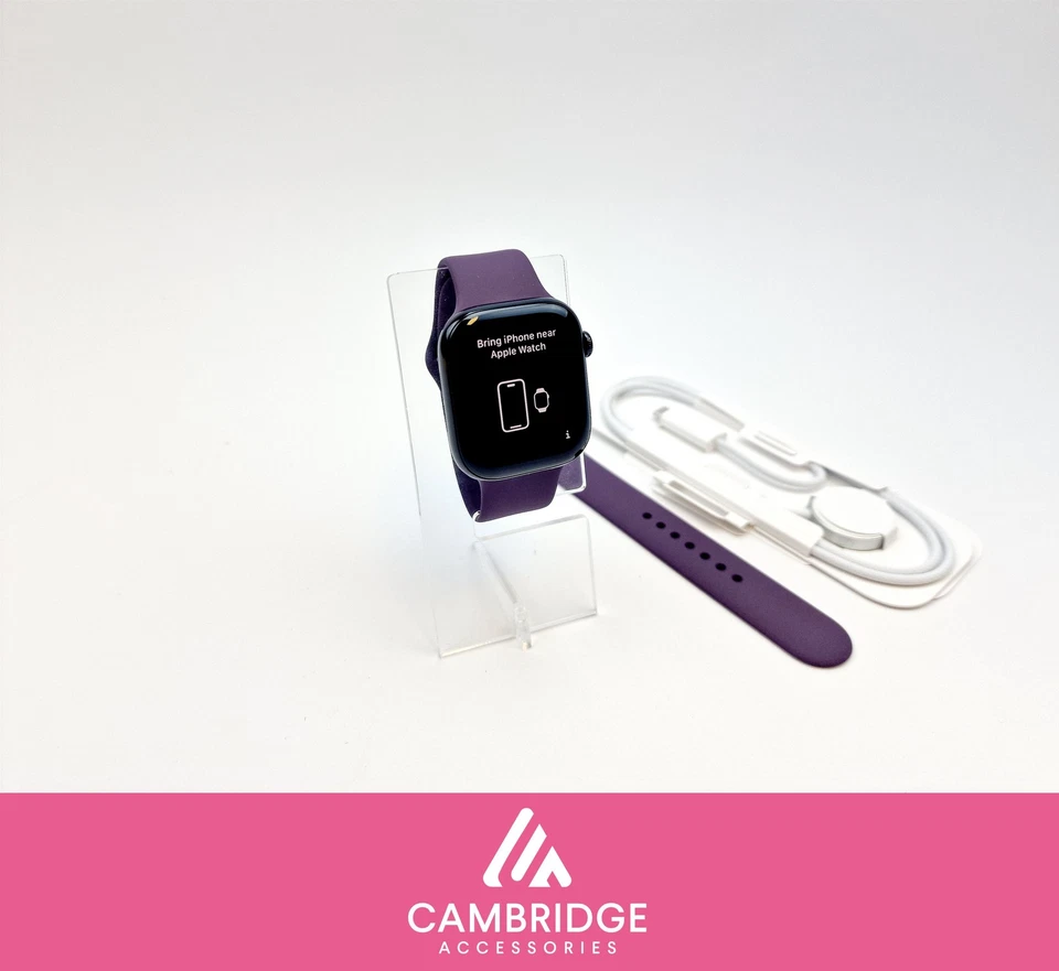 Apple Watch Series 10 A2999 GPS 46mm Jet Black S/M+M/L Cherry Sport Band Grade C - Image 1 of 4