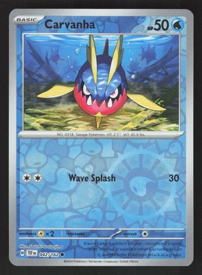 Carvanha 042/162 Common Pokemon SV05: Temporal Forces - Image 1 of 2