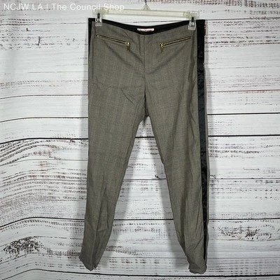 NWT Juicy Couture Prince of Wales Gray Check Pants w/ Black Side Stripe Size 12 - Image 1 of 3