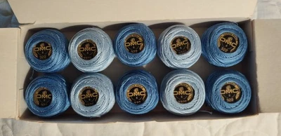 10 Balls DMC Cotton Perle Thread Size 8: 4 Color 3325 & 6 Color 322 France New - Image 1 of 4