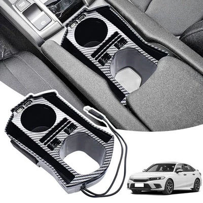 For Honda Civic 2016-2021 ABS Black Central Console Storage Box Cup Holder , Foto 1 de 4