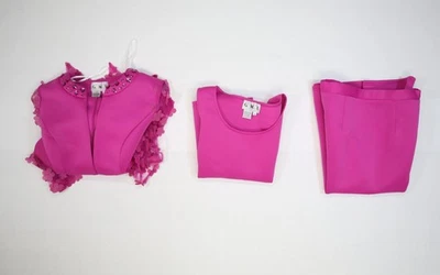 GMI 3 Piece Suit Womens 12 Pink Jacket Skirt Tank Top Floral Mesh Trim G9673 NWT - Image 1 of 4