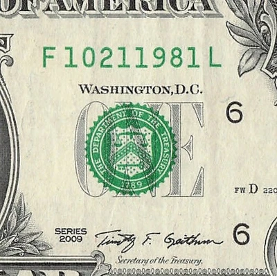 OCT 21 1981 Birthday Fancy Serial Number Date Note One Dollar Bill 10 21 1981 - Image 1 of 4