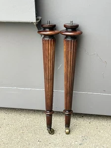 2 Antique Mahogany Fluted Tapered Legs For Piano Or Table Furniture Project 27” - Picture 1 of 16