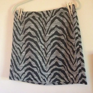 Sz 8 Banana Republic Heritage ZEBRA Print Mini Skirt A-Line Safari Black White - Picture 1 of 10