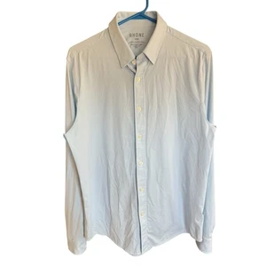 Rhone Commuter Shirt Men's Classic Fit Blue Striped M Stretch Preppy Prep Career - Picture 1 of 8