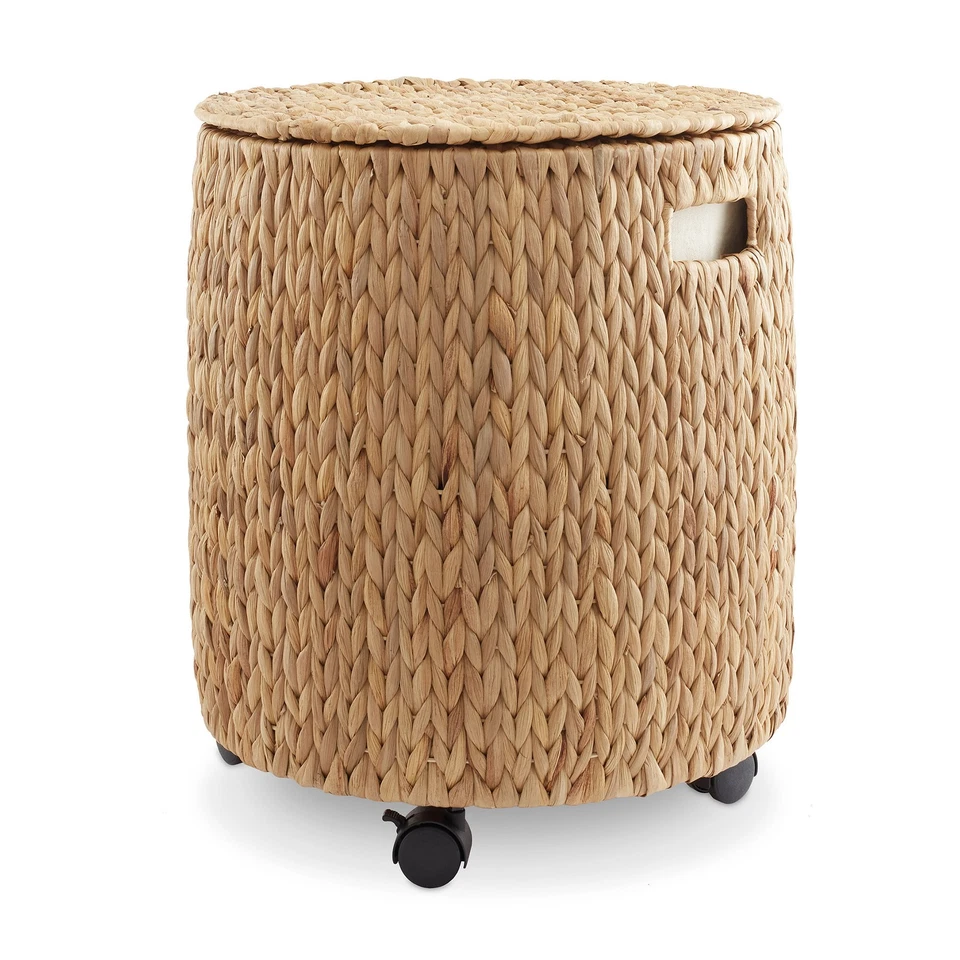 Корзина для хранения на роликах с крышкой и колесами - натуральный плетеный гиацинт контейнер для хранения - Изображение 1 из 1