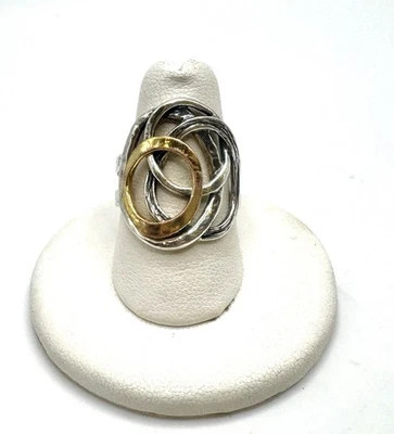 Israel Or Paz Sterling Silver Two Toned Circles Ring Size 8.25 - Image 1 of 3