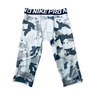 Nike Pro Training Leggings Kids Youth Small Dri Fit Camo Snow Gray White Crop - Picture 1 of 6