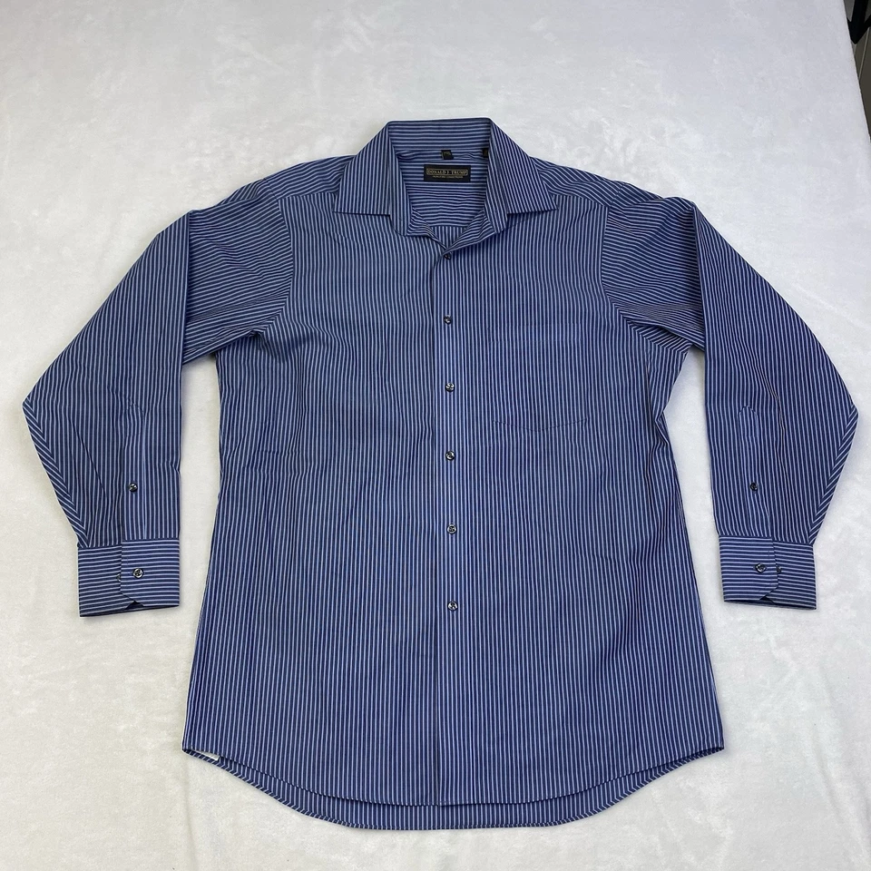 Donald J. Trump Shirt Men's 15.5 32/33 Signature Collection Blue Striped - Image 1 of 4