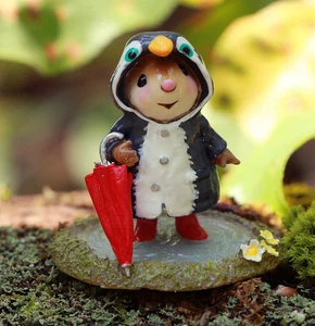 Wee Forest Folk PENGUIN PUDDLE JUMPER, WFF# M-758c, LTD 2025 Raincoat Mouse - Picture 1 of 2