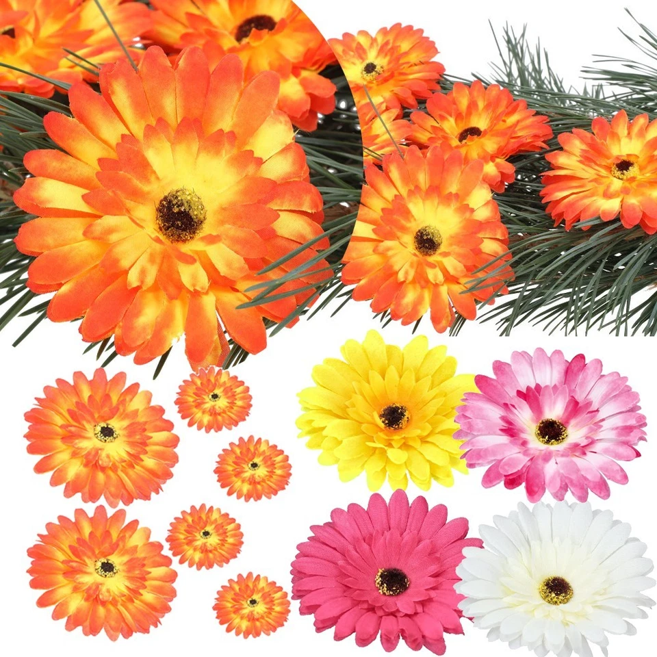 Künstliche Pflanzen Deko Kunstblumen Gerbera-Blütenköpfe 6 Stück - Bild 1 von 1