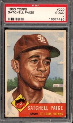 Tarjeta de béisbol 1953 Topps #220 Satchel Paige PSA 2 St. Louis Browns HOF SP (4496) Foto 1 de 2