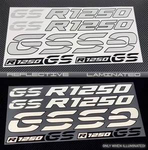 Reflective decals stickers graphic set for BMW GS R1250GS panniers R1250 white - Picture 1 of 6