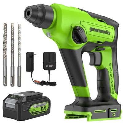 Greenworks 24V 1.2J Cordless Rotary Hammer Drill with 4Ah Battery and 2A Charger - Image 1 of 4