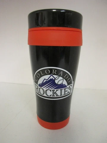 Colorado Rockies MLB Black Stainless Steel Travel Tumbler Team Log NEW Cover
