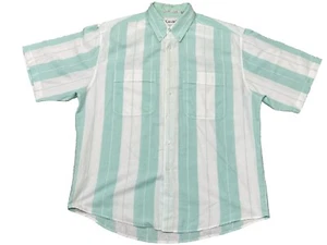 VTG 90s Levis Laundered Oxford Button Down Shirt Mens L Short Sleeve Green - Picture 1 of 5