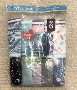 Hanes Girl's Size 6 Hipster Panties 10 Pack 100% Cotton Multi Color Tagless ~NEW - Picture 1 of 4