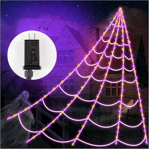 Giant Spider Web Halloween Decoration Outdoor Lights with 250 LED 17 ft 20 * 17 - Picture 1 of 6
