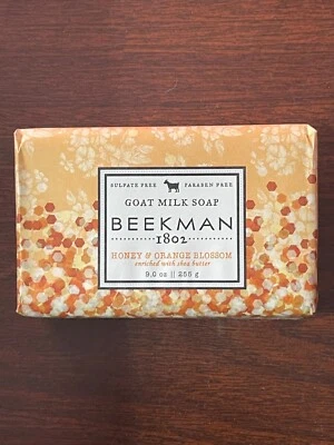Barra de jabón de leche de cabra Beekman 1802 miel flor de azahar palma tamaño 3,5 onzas Foto 1 de 2