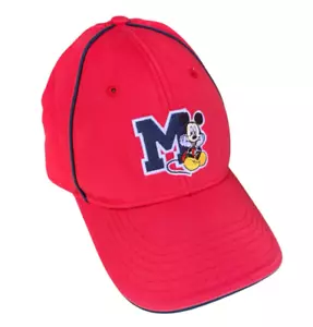 Mickey Mouse Disney Ball Cap Hat Baseball Red & Blue One Size Hook/Loop 3" Bill - Picture 1 of 6