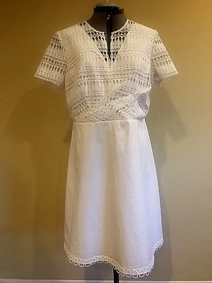 Nuevo con etiquetas Vestido Elie Tahari Kinley Crochet Corpiño Blanco Talla 16 Foto 1 de 4