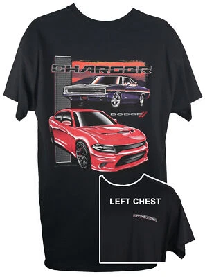 Dodge Charger Classic Retro Car Auto Cotton T-Shirt Black Official Licensed - Image 1 of 2