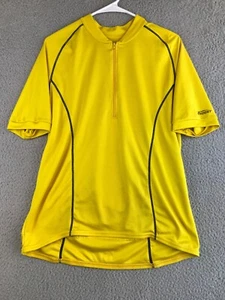 Ascent Cycling Jersey Yellow 1/2 Zip Short Sleeve Crew Neck Stretch Pockets - Picture 1 of 17