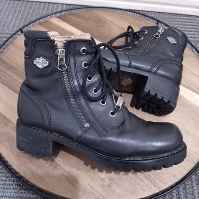 Harley Davidson Black Boots Womens Size 6 Badlands 6 Inches Ankle Combat - Image 1 of 4