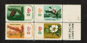 1969 U.S. Commem 6c BOTANICALS SeTenant Blk of 4 w Mail Early Sc#1376-9 M/NH/OG - Picture 1 of 1