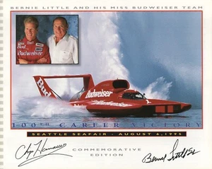 Miss Budweiser Hydroplane Racing Bernie Little Chip Hanauer 100th Victory Print - Picture 1 of 2