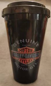 Harley Davidson Motor Oil coffee travel mug t screw on lid 6" - Picture 1 of 5