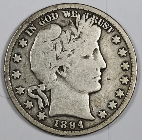 1894 Barber Half.  "LI-TY" & Part of "BER" in Liberty is Visible.  VG-F.  187238 Cover