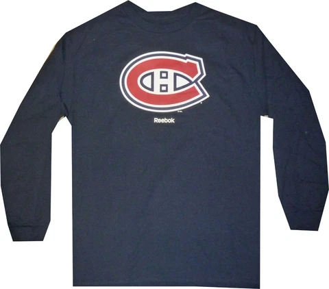 Montreal Canadiens Reebok Long Sleeve Navy Shirt Mens  Clearance SIZE SMALL Cover