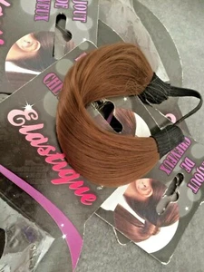 RAJOUT DE CHEVEUX CHATAIN ELASTIQUE POUR QUEU DE CHEVAL 100% SYNTHETIQUE - Picture 1 of 1