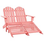 2-Sitzer Adirondack-Gartenbank mit Fußstütze Tannenholz Rosa 1395