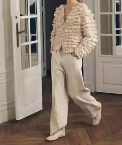 Cardigan Zara maglia testurizzata grosso beige panna donna Ref: 0021/107 taglia S small - Foto 1 di 6