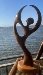 Mid Century Modern Carved Wooden Sculpture Miriam Novack Miami Florida - Picture 1 of 11