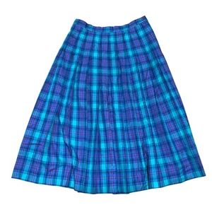 Falda midi plisada a cuadros azul y púrpura Pendleton vintage para mujer talla L mezcla de lana - Imagen 1 de 4