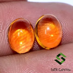 Coppia Cabochon Ovali Citrino Naturale Certificato 9x7 mm 4,05 CTS Gemme Sciolte - Foto 1 di 7