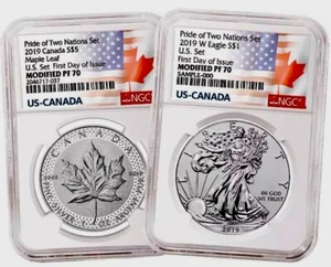 2019 PRIDE of TWO NATIONS Silver NGC PF70💥FLAWLESS QUALITY💥FIRST DAY OF ISSUE - Picture 1 of 9