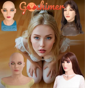 Realistische Silikon weibliche Gesichtsmaske Crossdresser Kopfmaske für Frauen für Cosplay - Bild 1 von 28