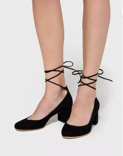 Zapatos de salón Loeffler Randall Clara para mujer talla 8,5 negros de gamuza al tobillo con tacón bloque Foto 1 de 4