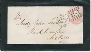 GB "131 / EDIMBURGO" escocés dúplex matasellos STO QV 1d rosa Env LADY SCOTT 1868 - Imagen 1 de 6