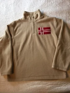 Gymboree Tan 1/4 zip Fleece with Flag M - Picture 1 of 3
