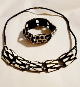 Juego de collar de hueso batik africano - Imagen 1 de 10