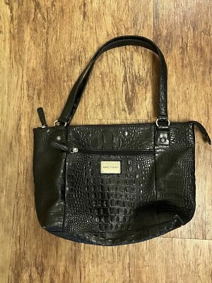 Bolsa de ombro Marc Fisher preta couro vegano crocodilo - Imagem 1 de 4
