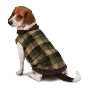 Zack & Zoey Berber Plaid Hundeweste Grün Komplett Gefüttert M Warm Pocket - Picture 1 of 6